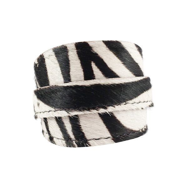 Zebra Print Cowhide Crop Cuff