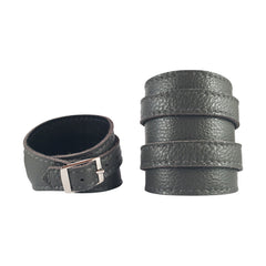 Storm Grey Leather Outcrop Cuff