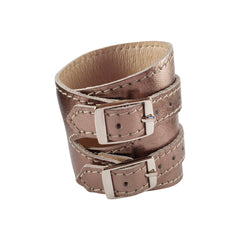 Platinum Metallic Leather Outcrop Cuff