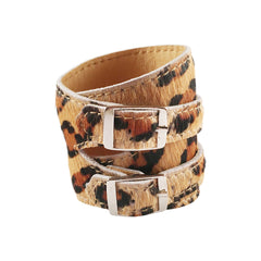 Leopard Print Cowhide Outrop Cuff