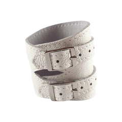 Skullbone White Leather Outcrop Cuff